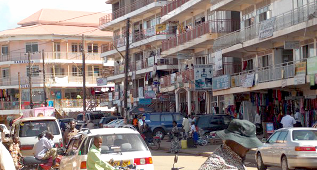A view of a busy Masaka Town with its newly-erected malls.