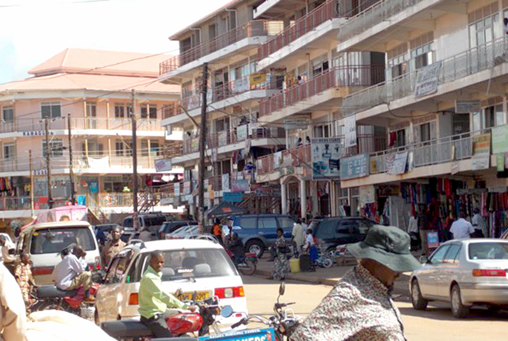 A view of a busy Masaka Town with its newly-erected malls.