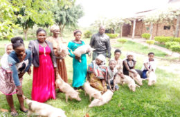 1st Batch of 9 Mothers receiving their piglets after training at Mannya health centre in June 2022